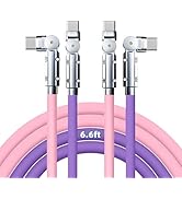 USB-C to USB-C Cable 2 Pack 6.6ft 180°Rotating Charger Cord Type C Chubby Silicone USB C to C Cab...