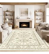 Rugland 8x10 Rug - Stain Resistant Washable Rug, Anti Slip Backing Rugs for Living Room, Vintage ...