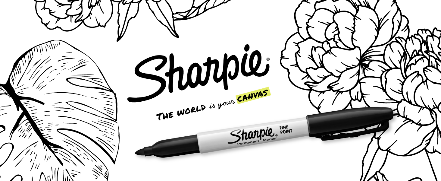 sharpie permanent marker black fine point the original world is your canvas flower draw doodle crisp