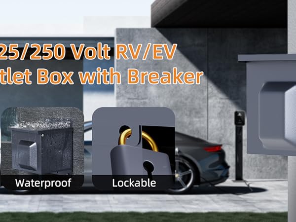 50 Amp RV Power Outlet Box with Breaker Weatherproof 125/250V UL Listed NEMA 14-50R RV Receptacle