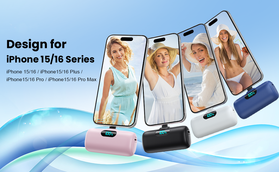 Portable Charger for iPhone 16/15 Series, 5000mAh 3A PD USB C Power Bank