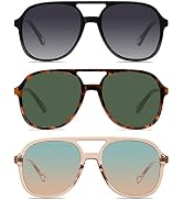 YDAOWKN Retro Square Aviator Sunglasses for Womens Mens Vintage 70s Double Bridge Sun Glasses