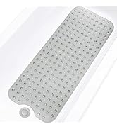 Linoows Bathtub and Shower Mats, Extra Long Non-Slip Bath Tub Mat 39 x 16 Inch, Machine Washable ...