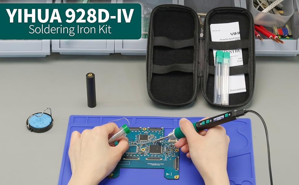 A man using YIHUA 928D-IV soldering
