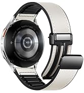 Charlam Magnetic Leather Bands Compatible with Samsung Galaxy Watch 7 Band 6 5 4 FE Active 2 40mm...