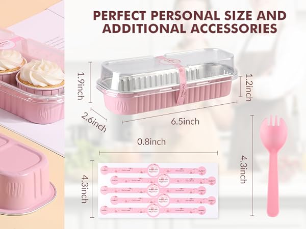 Mini Loaf Cake Pan with Lids and Spoons Disposable Aluminum Tin Foil Pans