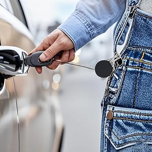 Leather Case with Anti-Theft Retractable Keychain