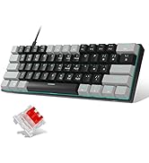 MageGee 60% Mechanical Keyboard with Red Switches and Sea Blue Backlit Small Compact Portable 60 ...