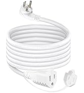 6FT Garden Outdoor Power Extension Cord - Weatherproof White Low Profile Flat Plug 3 Prong 16 Gau...
