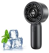 Handheld Fan - Portable Handheld Turbo Fan Rechargeable with Lanyard, 5 Speed Winds, LED Display ...