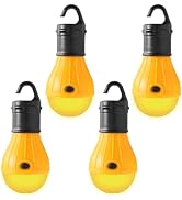 KINUR Sleep Aid Camping Light Bulbs Soft Amber Yellow Color Bug Resistent Portable Hanging Lanter...