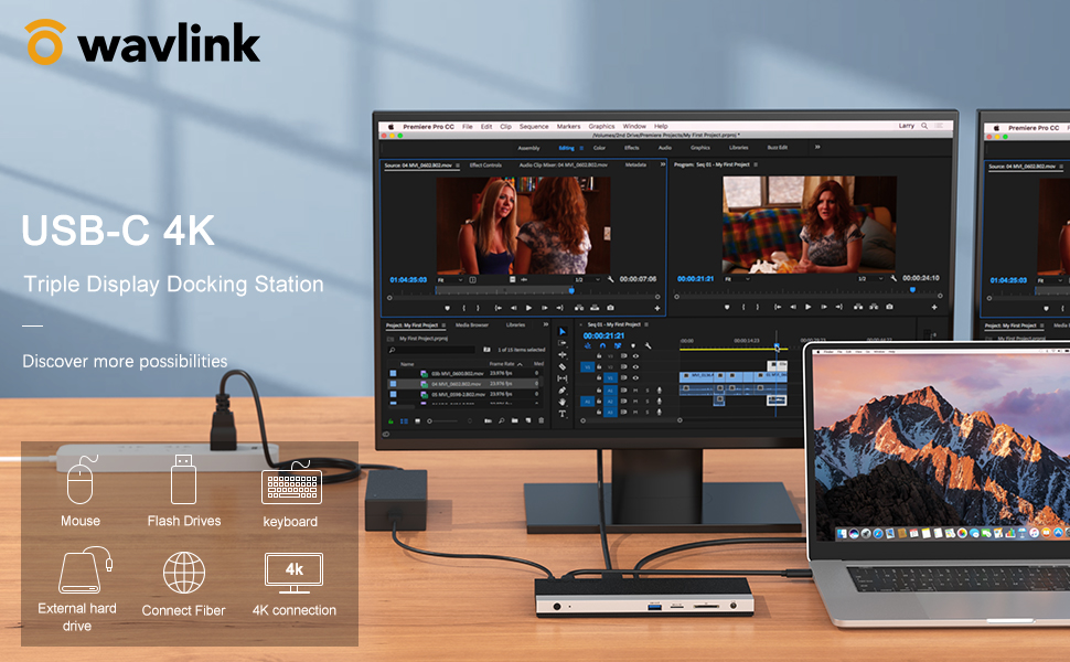 WAVLINK All-In-One USB C Triple Display (2 DP + 1 HDMI) MST Docking Station