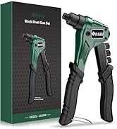 JiGiU Pop Rivet Gun with 200pcs Rivets,Single Hand Rivet Gun Set Rivet Tool Kit with 4 Sizes (2.4...