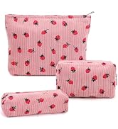 3 Pcs Makeup Bag Cosmetic Bag Set for Girls Women Travel Organizer Bathroom Toiletry Pouch Large ...