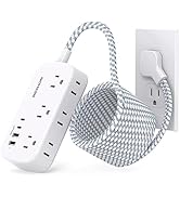 15FT Flat Extension Cord, Flat Plug Power Strip with USB C, Ultra Thin Flat Plug Extension Cord -...