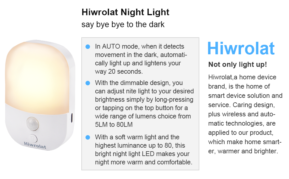 Hiwrolat rechargeable night light