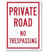 SmartSign "Private Road No Trespassing" Metal Sign, 14 x 10 inch, Private Drive Sign, 40 mil Lami...
