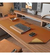 DAWNTREES Dual Sided Desk Mat,Leather Desk Pad,Cork Desk Mat Protector,with PU Leather Valet Tray...