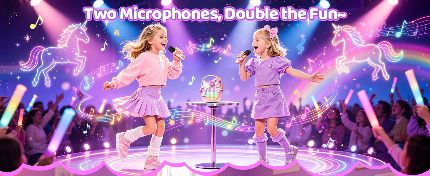 kids karaoke machine for kids microphone mini unicorn gifts for girls 4-6 gifts for 4 year old girl