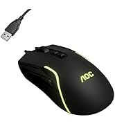AOC GM170 Wired Gaming Mouse, Black Ergonomic Gamer Corded Mouse USB Computer Mouse Wired with 7 ...
