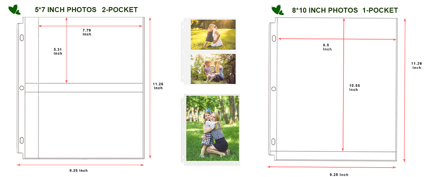8 x 10Photo Sleeves for 3 Ring Binder