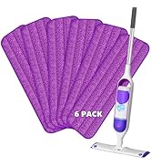 HOMTOYOU Reusable Pads Refills for Swiffer Power Mop: 6 Pack Microfiber Pad for Multi-Surface Flo...