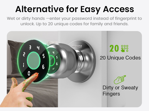 ghome smart door lock fingerprint password secure door knob remote control