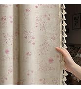 XOGUIBO Boho Floral Spring 100% Blackout Curtains 84 Inch Length 2 Panels Set, Linen Texture Farm...