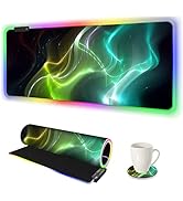 AIMSA Large Gaming Mouse Pad RGB, Keyboard Led Mousepad Extended 35.4 x 15.8 inch Non-Slip Rubber...