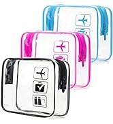 MODENGKONGJIAN TSA Approved Toiletry Bag, 3 Pcs Clear Toiletries Bags Quart Size Travel Makeup Co...