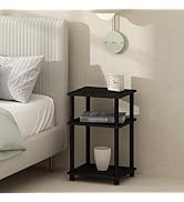 Furinno Just 3-Tier Turn-N-Tube Open Storage Nightstand, 1-Pack, Plastic Poles, Americano/Black