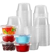 [130 Sets - 2 Oz ] Jello Shot Cups, Small Plastic Containers with Lids, Airtight and Stackable Po...