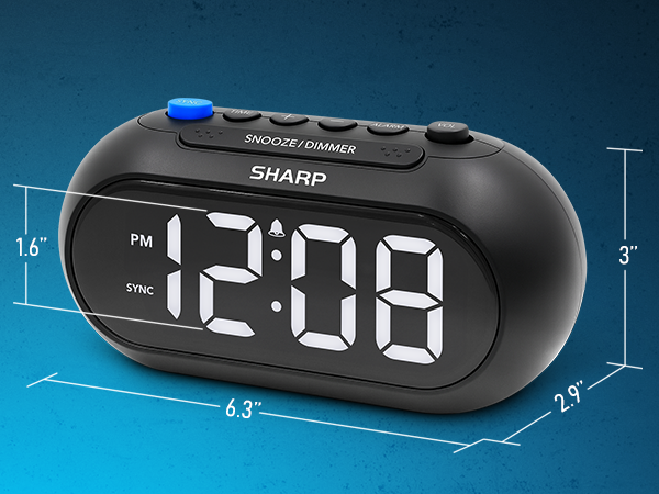 Perfect size for bedside alarm clock easy to read and see auto set time
