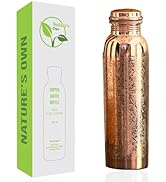 Nature's Own Pure Copper Water Bottle 1000ml – 34 Oz Extra Large – An Ayurvedic Pure Copper Water...