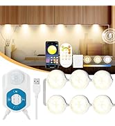 Motion Sensor Under Cabinet Lights,LED 6 Puck Lights Under Counter Light with APP&Remote&Sensor C...