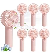 Aeergured 6 Pcs Mini Handheld Fan Bulk, 3 Speed Portable Personal USB Rechargeable Fan, Battery O...