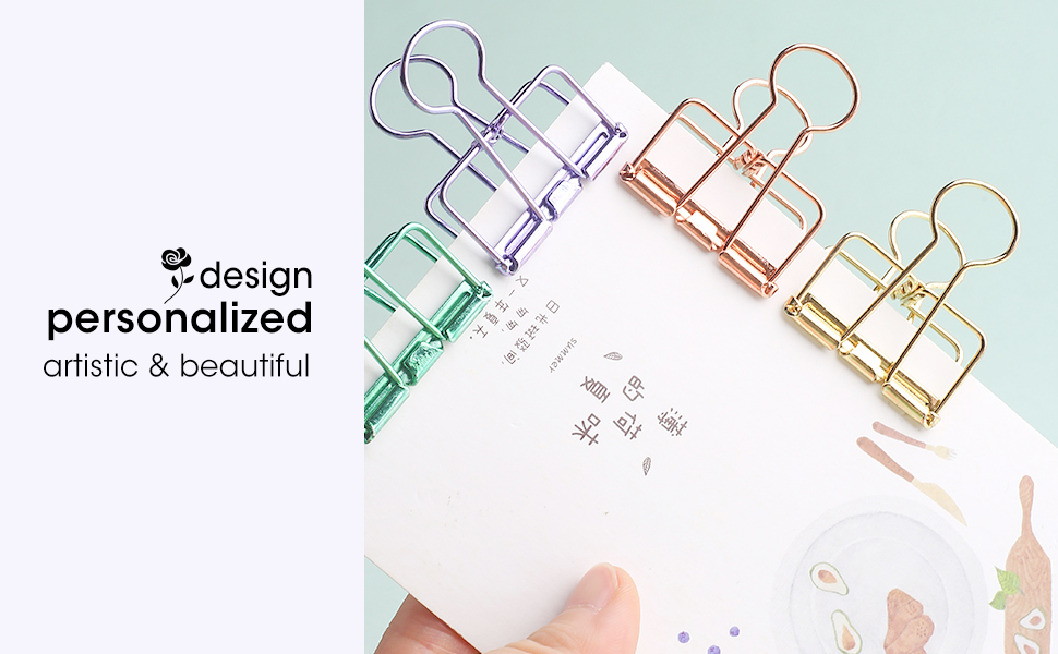 Personalized hollow wire binder clips, artistic, beautiful