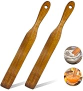 2 Pack Wooden Spurtle Spatula for Sourdough Starter Mixing, Long Handle Jar Scraper for Reaching ...