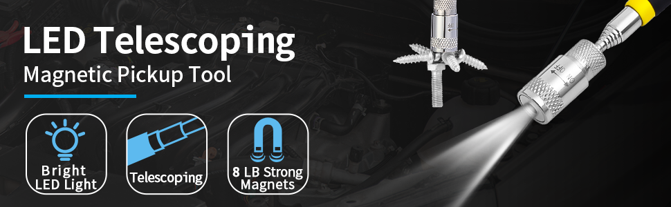 telescoping Magnetic Pickup Tool with led light