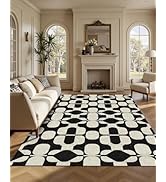 Latte&amp;Fog 5x7 Area Rugs for Living Room Bedroom, Black Vintage Washable Rug, Boho Non Slip Low Pi...