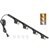 3-Color Dimmable Plug in Track Lighting with Power Cord, 4-Light Black | 13FT Dimmable Plug Cord ...