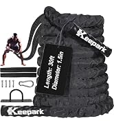 Battle Ropes for Home Gym Exercise: 1.5 Inch Diameter 30FT Length Workout Exercise Rope Training ...