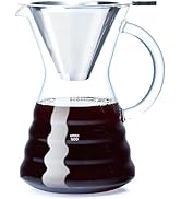 Unbreakable Pour Over Coffee Maker with Permanent Stainless Filter 8 Cup, Thickened Heat-Resistan...
