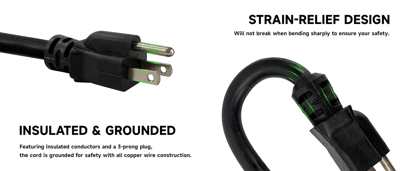 black heavy duty extension cord