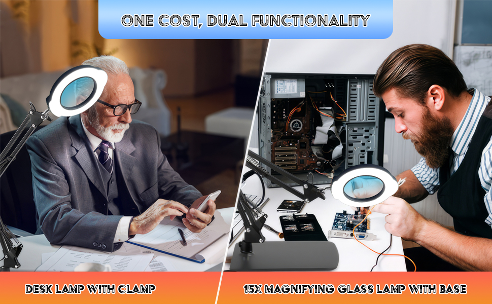 Desk Lamp with Clamp and Base