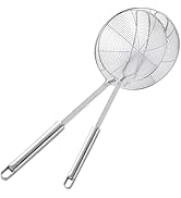 Stainless Steel Spider Skimmer, Set of 2 Professional Kitchen Pasta Strainer Spoon with Long Hand...
