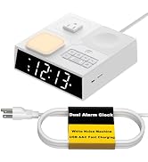 Kungfuking Sound Machine Alarm Clock for Bedrooms with White Noise 41 Soothing Sounds, Bedside Du...