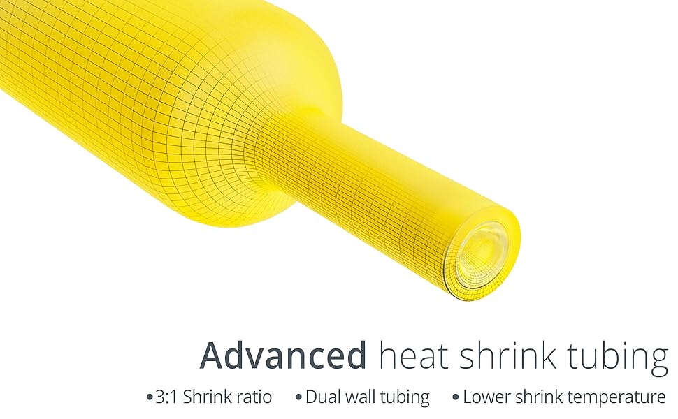Marine grade heat shrink connectors advanced tubing 1:3 ratio hot melt activated adhesive dual wall