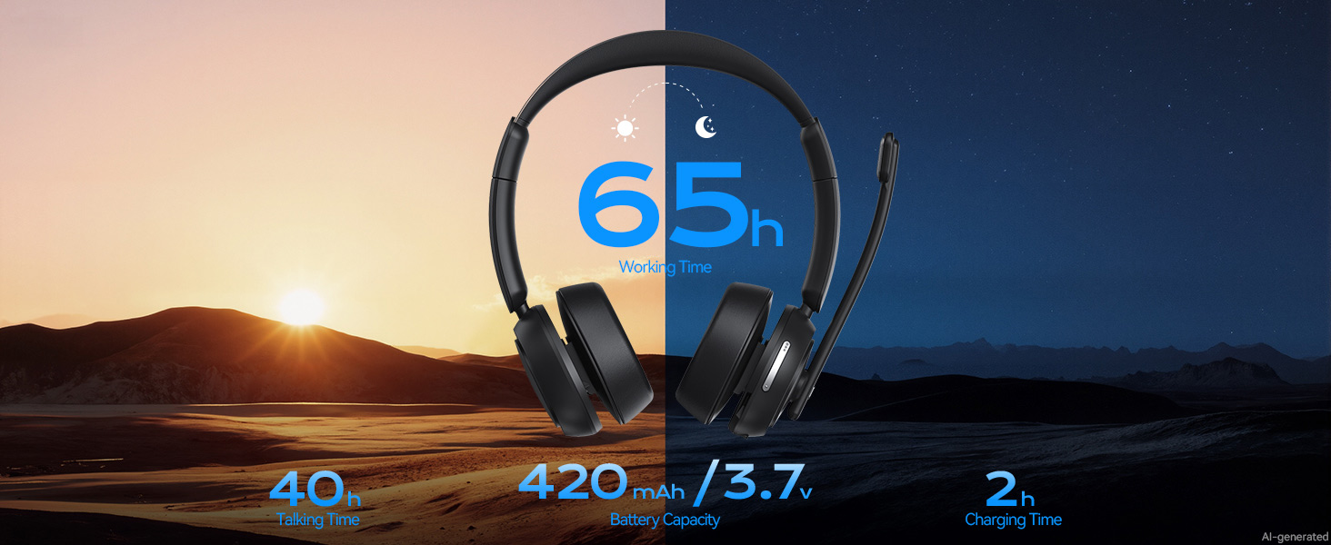 Long-lasting battery supports hours of continuous calling