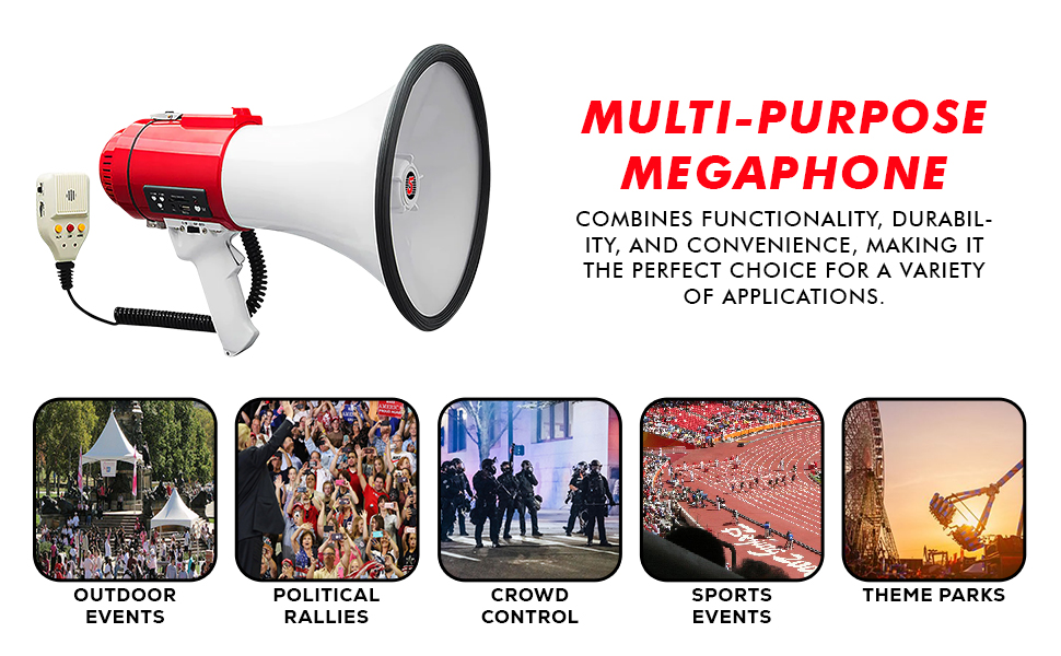 megaphones, bull horns, bull horn loud speaker, horn speaker, megaphone with mic, megaphone speaker